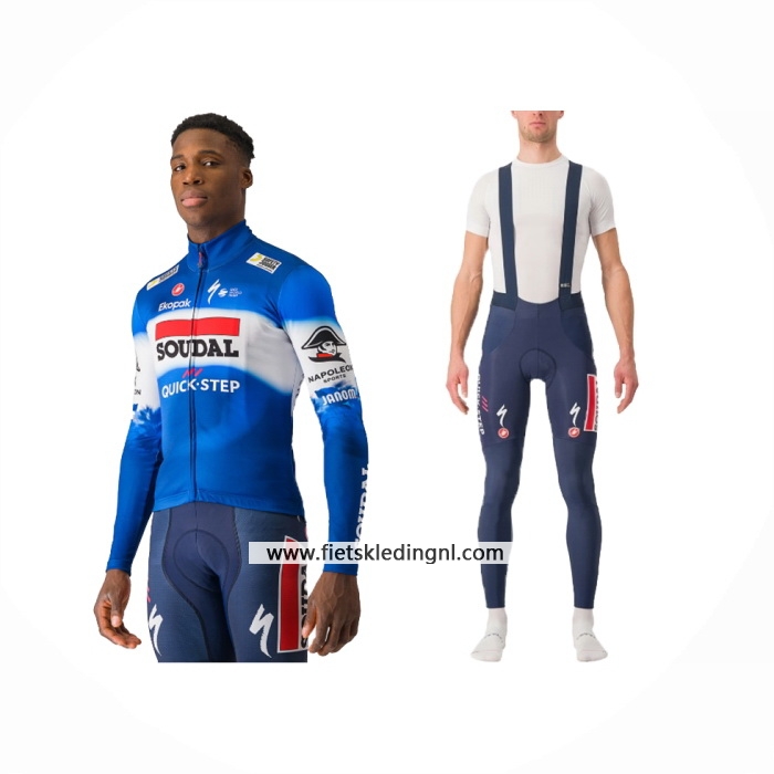 2024 Fietskleding Deceuninck Quick Step Blauw Wit Lange Mouwen En Koersbroek